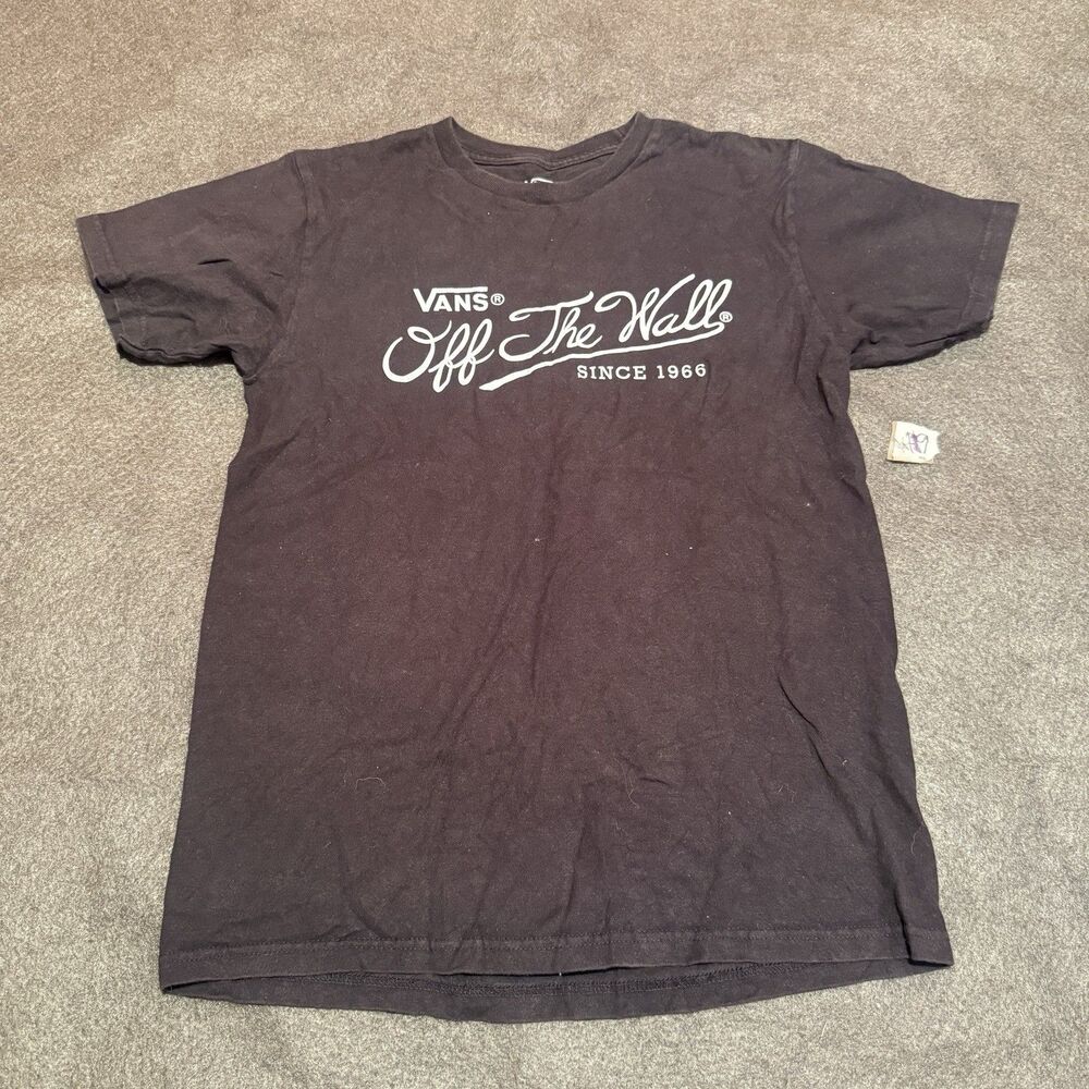 Vans Womens TShirt S Small Black Short Sleeve Tee Shirt Skateboarding Crew Neck